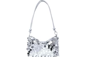 Uoocg Clutch Silber Glitzer Pailletten Tasche Schultertaschen Abendtasche Damen Hohe KapazitäT Mit ReißVerschluss Handtasche FüR Prom Hochzeit Party Bankett