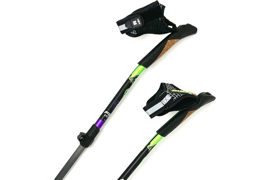 WALX Carbon Pro Impulse Nordic Walking Poles - Lightweight Adjustable Poles for Nordic Walkers, Carbon Lower Shaft, 15° Ergonomic Grip for Comfort & Performance