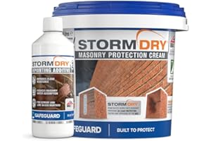 SAFEGUARD Stormdry Masonry Waterproofing Cream 5L + Stormdry Repointing Additive II - BBA Approved Brick Sealer - 25 Year Protection Against Penetrating Damp