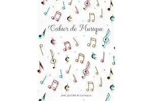 Cahier de Musique avec portée et carreaux: Seyes grand carreaux et portées | cahier de musique et chant : 1 page seyes pour les paroles, annotations ... A4 | cadeau enfant, débutant ou musicien