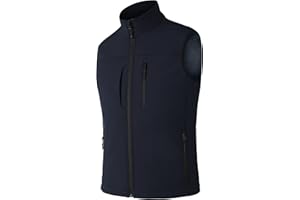 cioiniei Men's Fleece Lined Windproof Vest Warm Zipped Pockets Outerwear Leisure Sleeveless Gilets Lightweight Waterproof Softshell Jacket