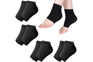 PHIOMUUE 4 Pairs Moisturizing Gel Heel Socks,Silicone Sock for Moisturizing Feet,Soft Ventilated Gel Beauty Socks for Cracked & Dry Heel Skin,Day & Night for Men & Women（Black