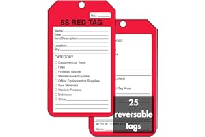 Accuform Signs MMT105CTP Production Control Tag Legend "5S RED TAG", 5,75 x 8,3 x 0,0 cm, PF-Karton, Schwarz auf Rot, 25 Stück