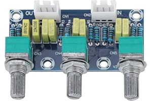 Denash Audio Pre-Amplifier Module, XH2.54 3P Socket Preamp Stereo Amplifier Tone Board, 3 Channels High-pitched/Bass Signal Adjustment