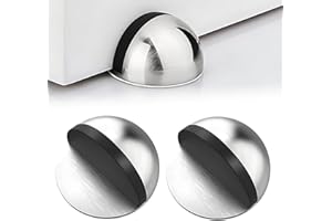 LACHT 2 pezzi Fermaporta da Pavimento in Acciaio Inox,Fermaporta da Pavimento Adesivo,Ferma Porta da Pavimento con Paraurti in Gomma, Fermaporte per Tutti i Pavimenti Duri(Argento)