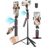 Coverzone 3in1 Selfie Tripodu, Akıllı Y&uuml;z Tanıma ve Jest Kontrol&uuml; &Ouml;zellikli, 360&deg; D&ouml;nebilir Gimbal, 180 cm Uzunluk, Uzaktan K