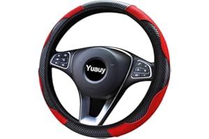 Yuauy Steering Wheel Cover Microfiber Leather Anti-Slip Universal Car Steering Wheel Cover Faux Leather for Car Accessories Auto Car Without Inner Ring (Red)