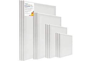 HOTOOLME 12 Stück Leinwand Set - Leinwand zum bemalen, Keilrahmen 13x18cm, 18x24cm, 24x30cm, 30x40cm, 3-Fach weiß vorgrundiert, 100% Baumwolle Leinwand für Acryl- und Ölgemälde