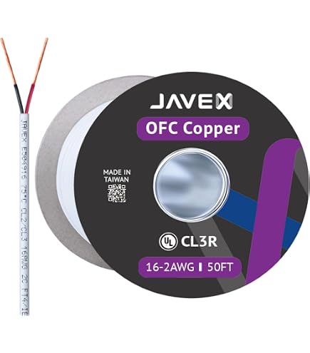 Electrosmart Cavo Per Altoparlanti OFC Rame Privo Di Ossigeno 25m - Profilo Piatto Bianco 1,7mm X 10mm, Multistrand 158 Fili