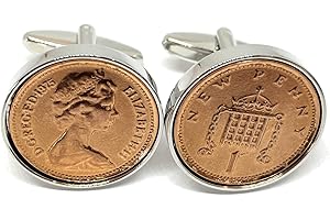 OCC OLD COIN CUFFLINKS 1975 50th Birthday/Anniversary one pence pence coin cufflinks HT SLV - Great birthday gift idea