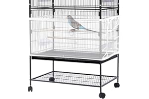 DOKRIN Cubiertas para jaulas, 1 pieza de red protectora para jaula de pájaros circunferencia de 120-140 cm alto 30 cm ventilación red antipolvo para pájaros adecuada para loros (blanca)