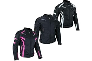 HEYBERRY Damen Motorradjacke Roller Textil Schwarz-Weiß, Schwarz-Pink, Schwarz S-XXL