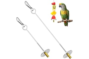 UTXN 2 Pezzi Spiedino per Uccelli Spiedino per Pappagalli Mangiatoia per Pollo e Verdure Spiedino per Frutta Portafrutta per Uccelli Spiedino per Verdure Frutta Cibo per Foraggiamento(Argento)