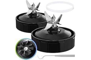 MEET JUICE Paquete de 2 piezas de repuesto para licuadora, conjunto de cuchillas extractoras de 7 aletas con junta de goma compatible con licuadoras Nurti Ninja Auto iQ BL480 BL482 BL642 BL682 NN102