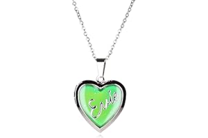 D to F Girls Personalised Name Heart Shaped Mood Locket Pendant Kids Necklace