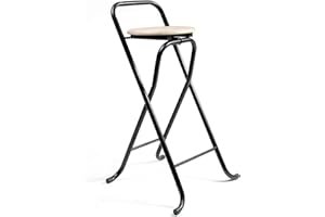 THE SECRET HOME Taburete Plegable con Respaldo - Silla Plegable de Metal y Madera - Ideal para Cocina, Terraza o Jardín (Alto. 80 cm x Largo. 45 cm - Madera Clara)