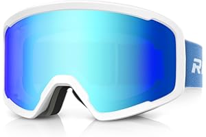 RIOROO Maschera da Sci,Occhiali da Sci per Donna Uomo, Anti Nebbia Otg Doppia Lente Con Protezione 100% Anti-UV Sport Lnvernali