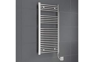 DURATHERM Electric Heated Towel Rail Radiator for Bathroom Flat Wall Mounted Chrome 1100 x 500mm