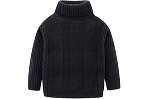 Mud Kingdom Girls Boys Sweater Turtleneck Cable Knit Jumper Pullover Long Sleeve Tops Solid