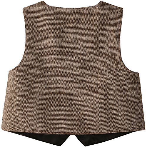 ZOEREA 3tlg Baby Jungen Bekleidungssets Strampler + Weste + Hut Fliege Krawatte Anzug Gentleman Festliche Taufe Hochzeit Langarm Baby Kleikind für Frühling Herbst(Braun, Körpergröße 70-80cm) - 8