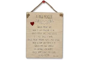 DACL'ART Targa a forma rettangolare in legno compensato di pioppo "A mia moglie Grazie"