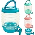 Almineez Collapsile 3.3L Plastic Drink Dispenser with Tap - Cold Water Dispenser, Handle, Screw-Top Lid Fridge Water Dispenser Cocktails Beverage Infused & Soft Drinks for BBQ's Parties Home