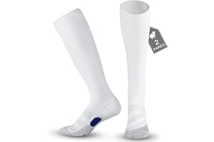 MAGISDU Medias de Compresion Calcetines Lana Merino Mujer Hombre 2 Pares Circulacion Varices 20-30 mmHg Altos Largos Elasticos Deporte Running Esqui Trekking