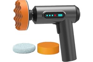 DRISUBT Bezprzewodowa maszyna do polerowania samochodu – przenośna maszyna polerska z podkładkami polerskimi do woskowania, maszyna do polerowania z akumulatorem litowym 2000 mAh, bezszczotkowa maszyna do