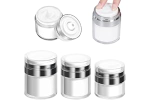 CPYJW 3 Vasetti Airless Pump Dispenser Crema Viso,Barattoli Crema Pompa Airless Ricaricabile Contenitori Cosmetic Cream Jar Dosatore Contenitore Crema Bottiglie Flaconi Viaggio (15ml+30ml+50ml)