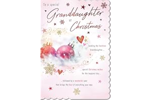 Piccadilly Greetings Christmas Card Classic To a Special Granddaughter Baubles - 9 x 6 inches