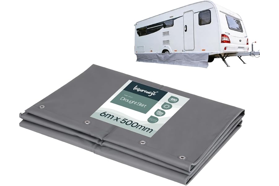 Leisurewize - Luxury Caravan Draught Skirt 6m x 500mm – UV-Resistant PVC Weatherproof Awning Skirt with Reinforced Edging, Motorhome & Touring Caravan Wind and Draught Protection