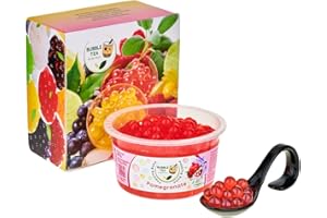 Bubble Tea Express – Fruchtige Popping Boba Perlen Granatapfel 490g | Bubble Tea Perlen mit fruchtigem Geschmack | Vegan, Glutenfrei, Laktosefrei | Fruchtsaftperlen mit Algenhülle