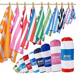 BOGI Microfiber Sports&Travel Towel-Pack of 2-L:160x80cm withHand/Face Towel for Travel Bath Beach Swim Camping Gym Yoga,Dry Fast Absorbent Soft Lightweight-Pouch+Carabiner(L:S Blue)