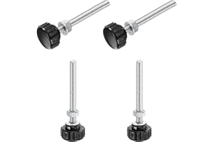 sourcing map 4 Sets Knurled Knobs Thumb Screws with Nuts Washers, Metric M5 x 50mm Male Thread 18mm Plastic Head, Zinc Plated Carbon Steel Stud Hand Knobs Clamping Thumbscrews Handles, Black