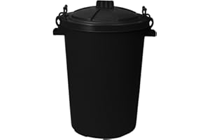 ONLINEDISCOUNTSTORE 80L/85L - Black - Litre Plastic Colour Bin Garden Rubbish Waste Dustbin