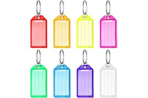 Suofuolef 40 Stück Schlüsselanhänger Beschriftbar, Kunststoff Schlüsselanhänger zum Beschriften in 8 sortierten Farben zur Kennzeichnung Verschiedener Gegenstände wie Schlüssel, Gepäck, Haustiere