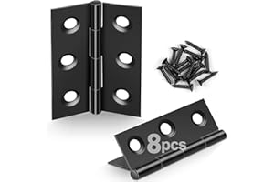 JatilEr 8 Stück Scharniere Klappbar 44mm × 31mm, Scharnier Schwarz Edelstahl Schanier Klein Schaniere Scharnierband mit 48 Stück Schrauben, Leicht Türscharnier für Türen Fenster Schränke