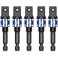 Hakkin 5Pcs 1/2" Impact Grade Socket Adapter Set Turns Power Drill Into High Speed Nut Driver Torque Impact Wrench