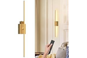 QINER Battery Operated Wall Lights, USB-C Battery Operated & Wireless Wall Lights, Battery is Removable and Dimmable 81CM Modern Wall Sconce for Living Room, Hallway, Bedroom,1Pcs Gold