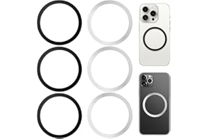 Suofuolef Pack of 6 Metal Rings with Stickers for Magnetic Charger, Metal Plate Mobile Phone Compatible with MagSafe, Car Magnetic Mobile Phone Holder, Black + Silver