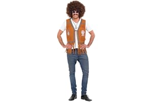 Fun Shack Chaleco Hippie Hombre, Disfraz Hippie Hombre, Chaleco Marron Disfraz Hombre, Disfraces Hippies Hombre, Chaleco Flecos Hippie, Disfraz Hombre Hippie, Disfraz Carnaval Hombre Talla M,L,XL
