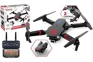 TURBO CHALLENGE - Elite Drone MKX - Drone - 400318 - Dispositivo Volador - Negro - 2 Baterías Recargables - Plástico - Regalo - Cumpleaños - Luminoso - Video - A partir de 8 años