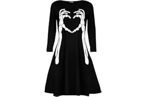 Fashion Star Women Skull Scary Pumpkin Halloween Swing Dress