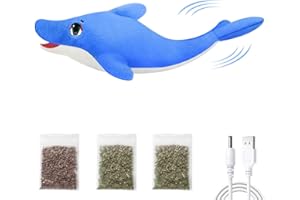 AUCENIX Floppy Fish Cat Catnip Toys, Flapping Interactive Electric Kitten Toy for Indoor Cats Chew, Moving Fish Kicker Toy Realistic with USB Charger, Simulation Automatically Wagging Tail (Dolphin)1