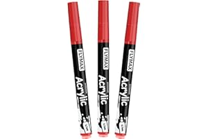 FLYMAX Pennarelli Paint Marker Rosso 0,7 mm – Pennarelli Permanenti Rosso Acrilici Marker Permanent Pen Acrylic, Punta fine, Indelebili, Asciugatura rapida (confezione da 3)