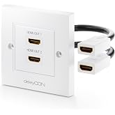 deleyCON Socket with 2x HDMI Port Recessed Mount HDTV HD 3D 4K 2160p White