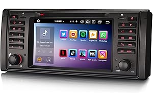 Erisin Android 10.0 8-rdzeniowe radio samochodowe z GPS do BMW serii 5 E39 X5 M5 E53 10,25 cala nawigacja DAB+ radio CarPlay ekran dotykowy, WiFi 4G FM Bluetooth Android Auto A2DP RDS 4 GB + 64 GB