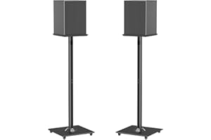 ELIVED Universal Lautsprecherständer 808mm-Höhe mit Glassockel für Satellitenlautsprecher Regallautsprecher, Integriertes Kabelmanagement für Teufel JBL Sony usw. 10kg Tragkraf, 1 Paar