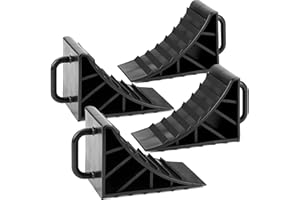 OULEME Wheel Chocks with Handle, Tire Stopper for Caravan, Motorhome, Car, Motorbike, Non-slip, Car Truck Maintenance, (4-pack)