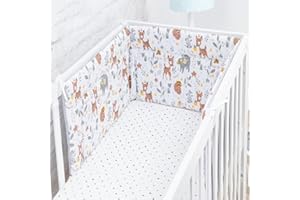 Babysafe Paracolpi Lettino e Culla Neonato 100% Cotone Paracolpi Lettino 3 Lati 180x30 cm Air Mesh Il Paracolpi Culla Morbido e Consistente Garantisce al Bambino un Ambiente Sicuro per la Nanna|F1